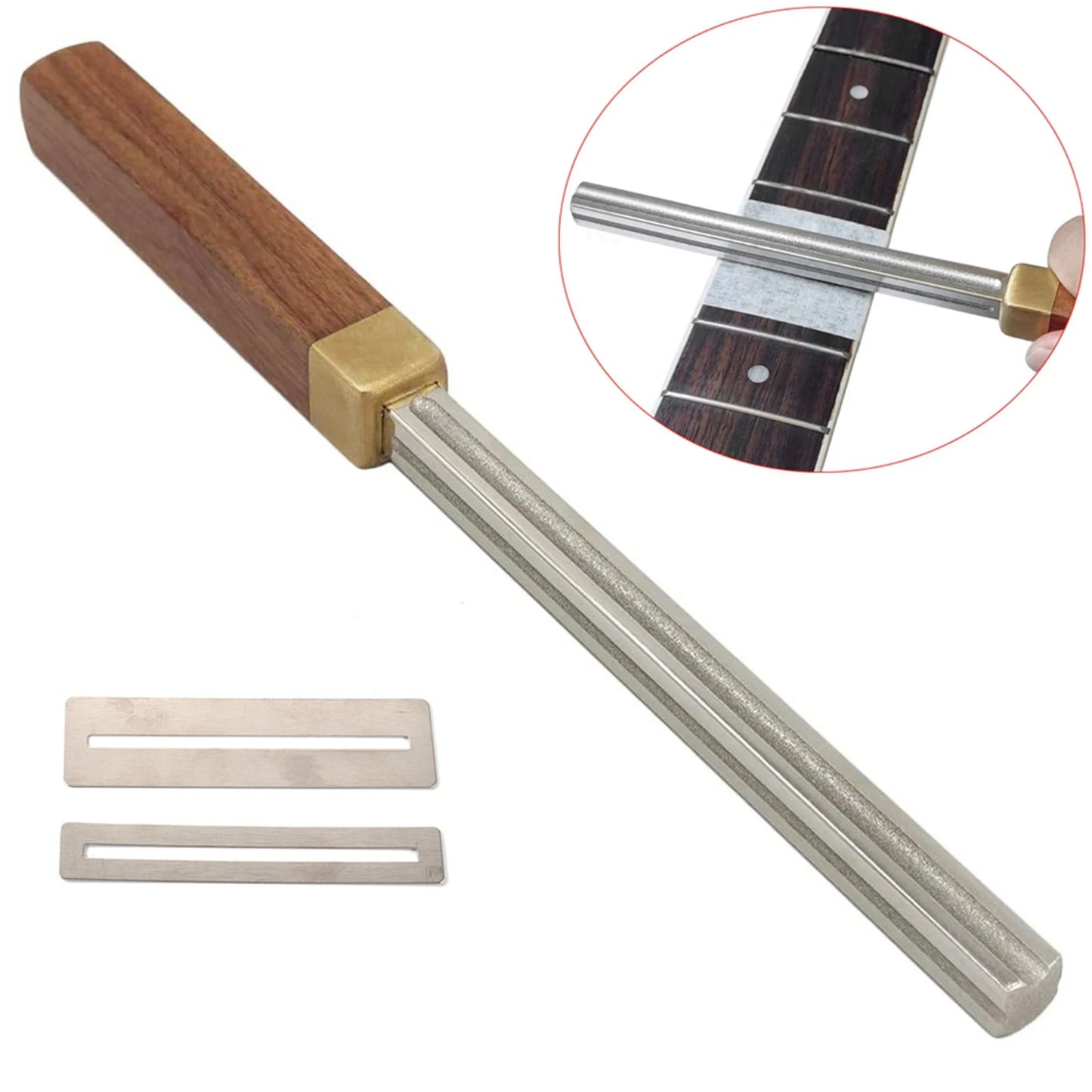 Miwayer Diamond guitar fret file, extra narrow, medium and wide accessory, 4 edges with 2 pieces of fingerboard protector
