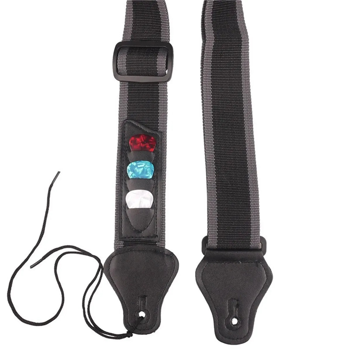 Electric Guitar Strap Adjustable with 3 Guitar Picks Holders PU Leather Ends Acoustic Guitar Bass Strap Belt Accessories