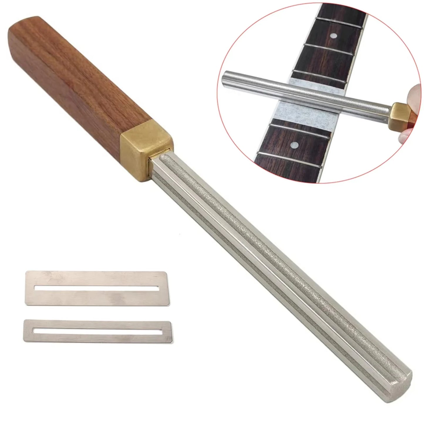 Miwayer Diamond guitar fret file, extra narrow, medium and wide accessory, 4 edges with 2 pieces of fingerboard protector