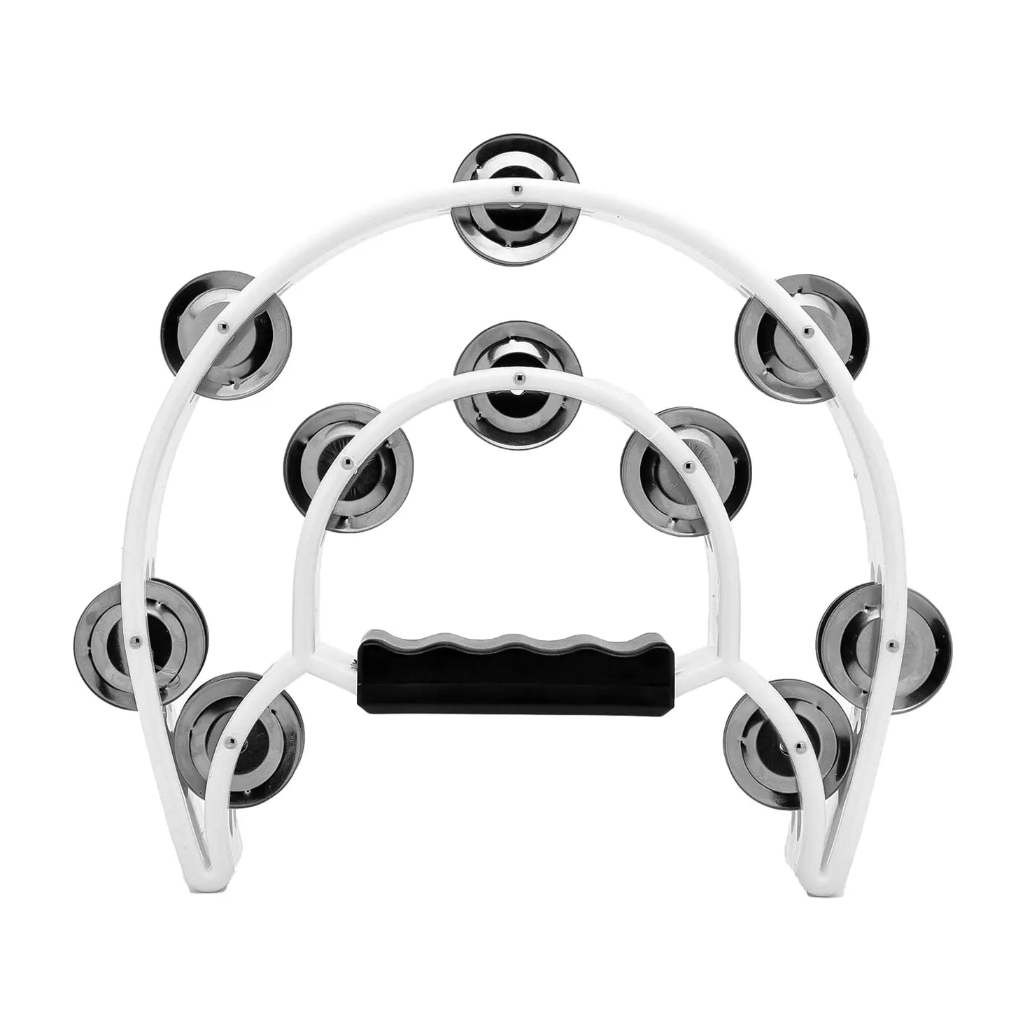 Tambourine Double Row Metal Jingles Hand Held Percussion Half-Moon Tambourines Musical Instrument Gifts for Kids, Adults, Party