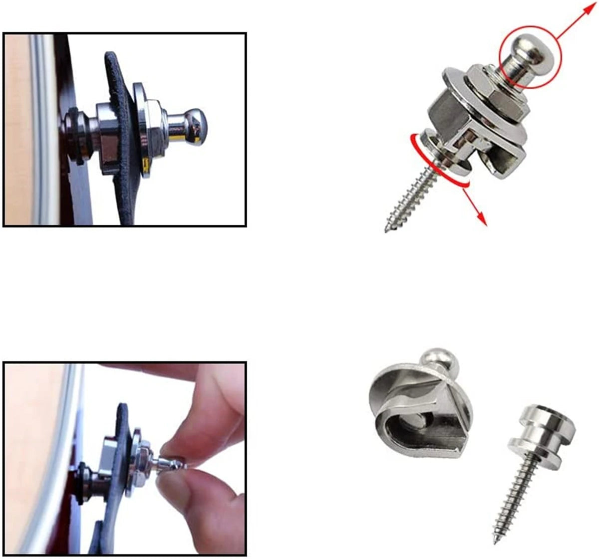 Guitar Strap Buttons Pins 1/2PCS 3 Color For Choose Premium Guitar Strap Locks Metal Security Strap Buttons Metal End Pins