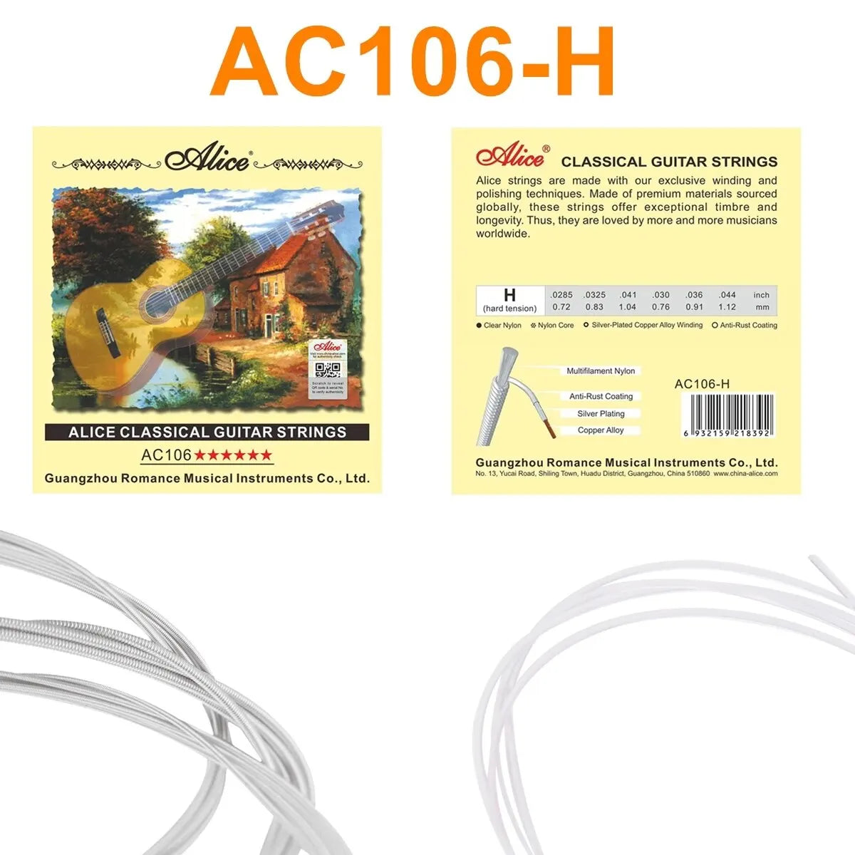 Alice Classical Guitar Strings 6 Pcs/Set Nylon Fiber Strings For Guitar Classical Musical Instruments Guitar Parts A106/107C-N