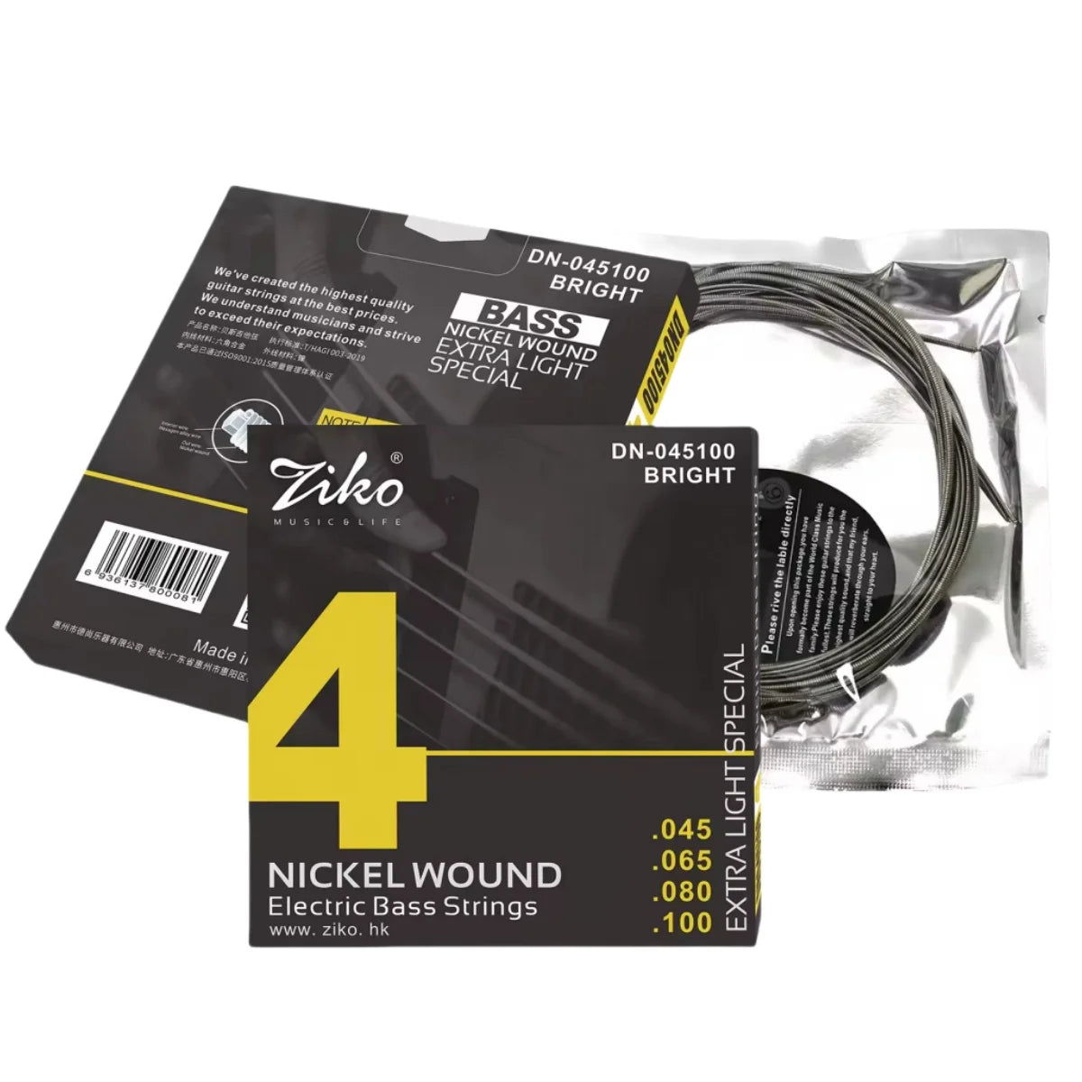 ZIKO Electric Bass Strings 4/5/6 String Bass/Hexagon Alloy Core and Nickel Wound/Electric Guitar Bass Instruments Accessories