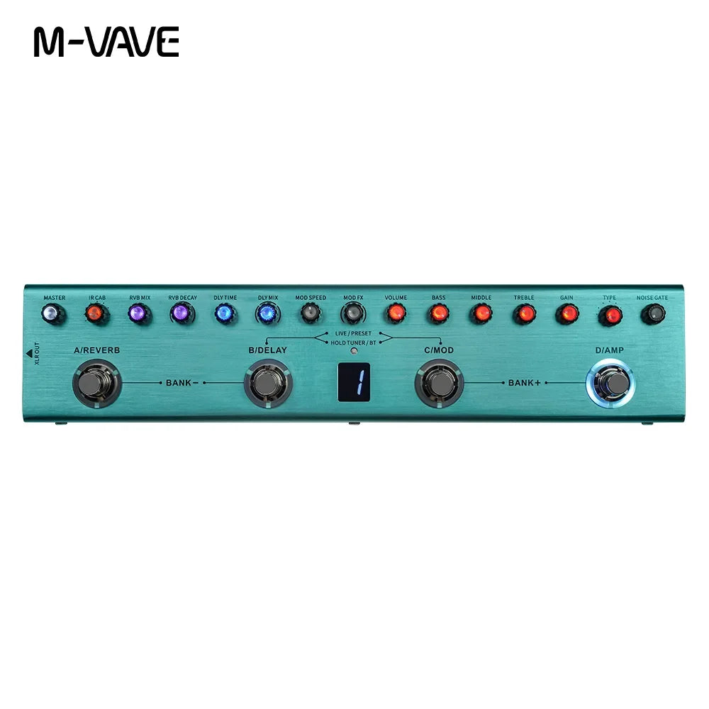 M-VAVE  Guitar Multi-Effects Pedal 36 Presets 9 Preamp Slots 8 IR Cab Slots 3 Band EQ 3 Modulation/Delay/Reverb Effect Tank-G
