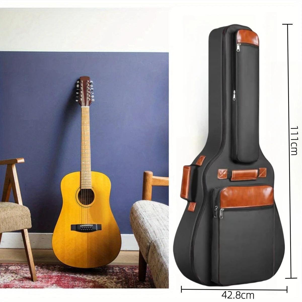 Miwayer-Acoustic Guitar Bag, 41-Inch Bag, Waterproof, Thick, Oxford, Nylon, Double Straps, Padded Cotton Guitar Case Bag