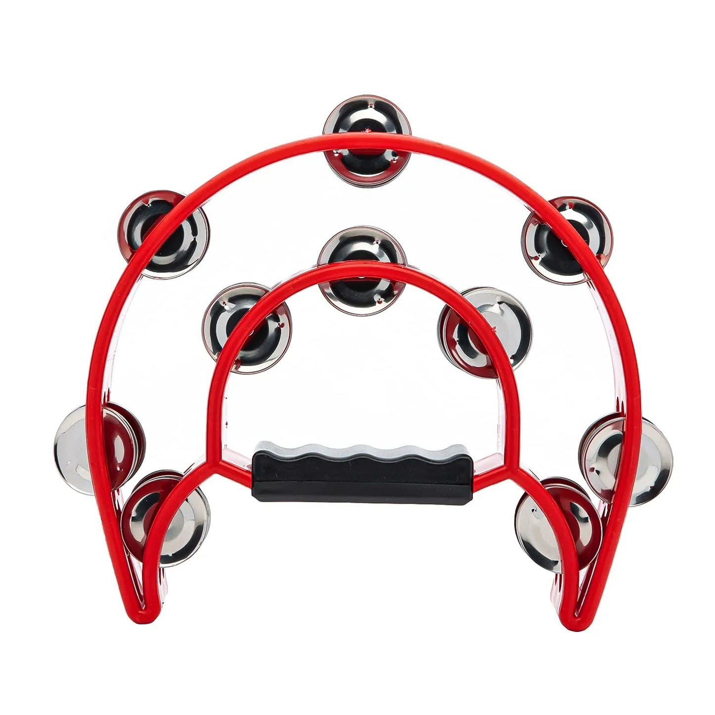 Tambourine Double Row Metal Jingles Hand Held Percussion Half-Moon Tambourines Musical Instrument Gifts for Kids, Adults, Party