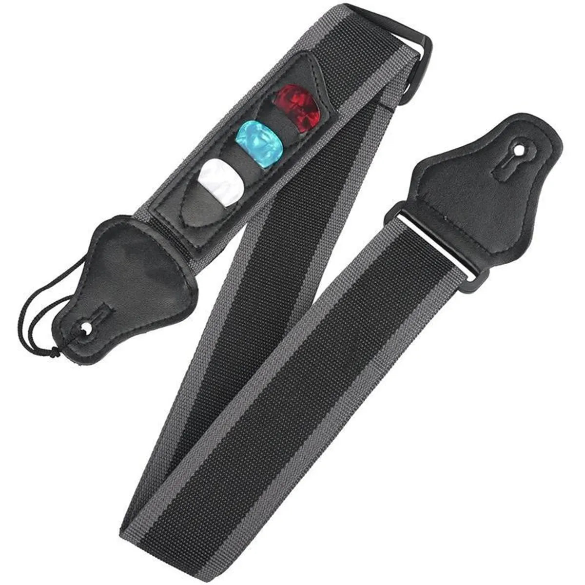 Electric Guitar Strap Adjustable with 3 Guitar Picks Holders PU Leather Ends Acoustic Guitar Bass Strap Belt Accessories