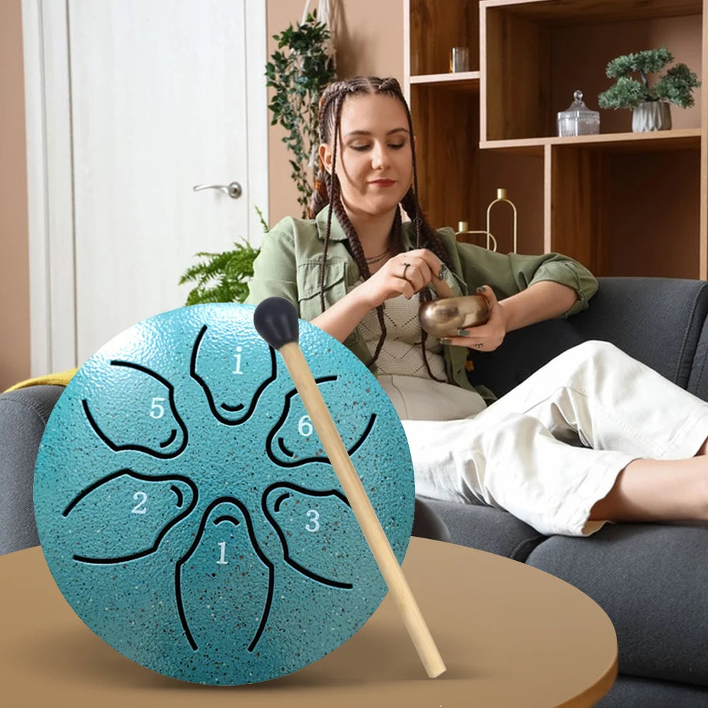 Steel Tongue Drum Portable Rain Drum Hand Pan Drum Percussion Musical Instruments 3 Inch 6 Notes For Yoga Meditation Musical Toy