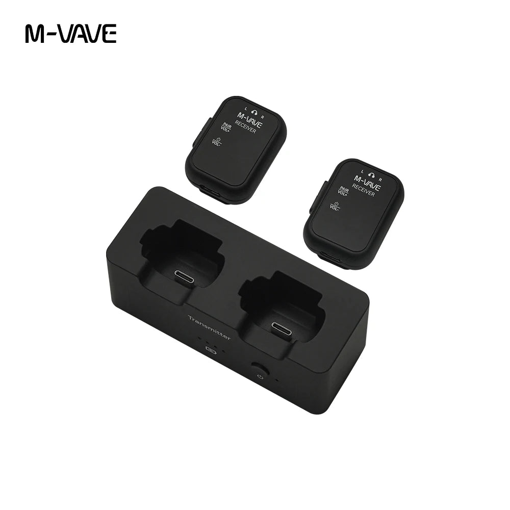 M-VAVE WP-12 1pcs Receiver,Wireless Earphone Monitor System Rechargeable Transmitter 2 Receivers With Volume Button ,Mute