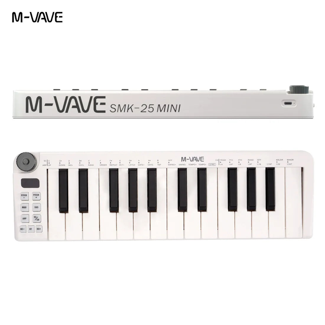 M-VAVE SMK-25 II MIDI Pad Controller Keyboard USB Mini 25 Key,16 RGB Drum Pads,8 Knobs and Music Production,Software Included