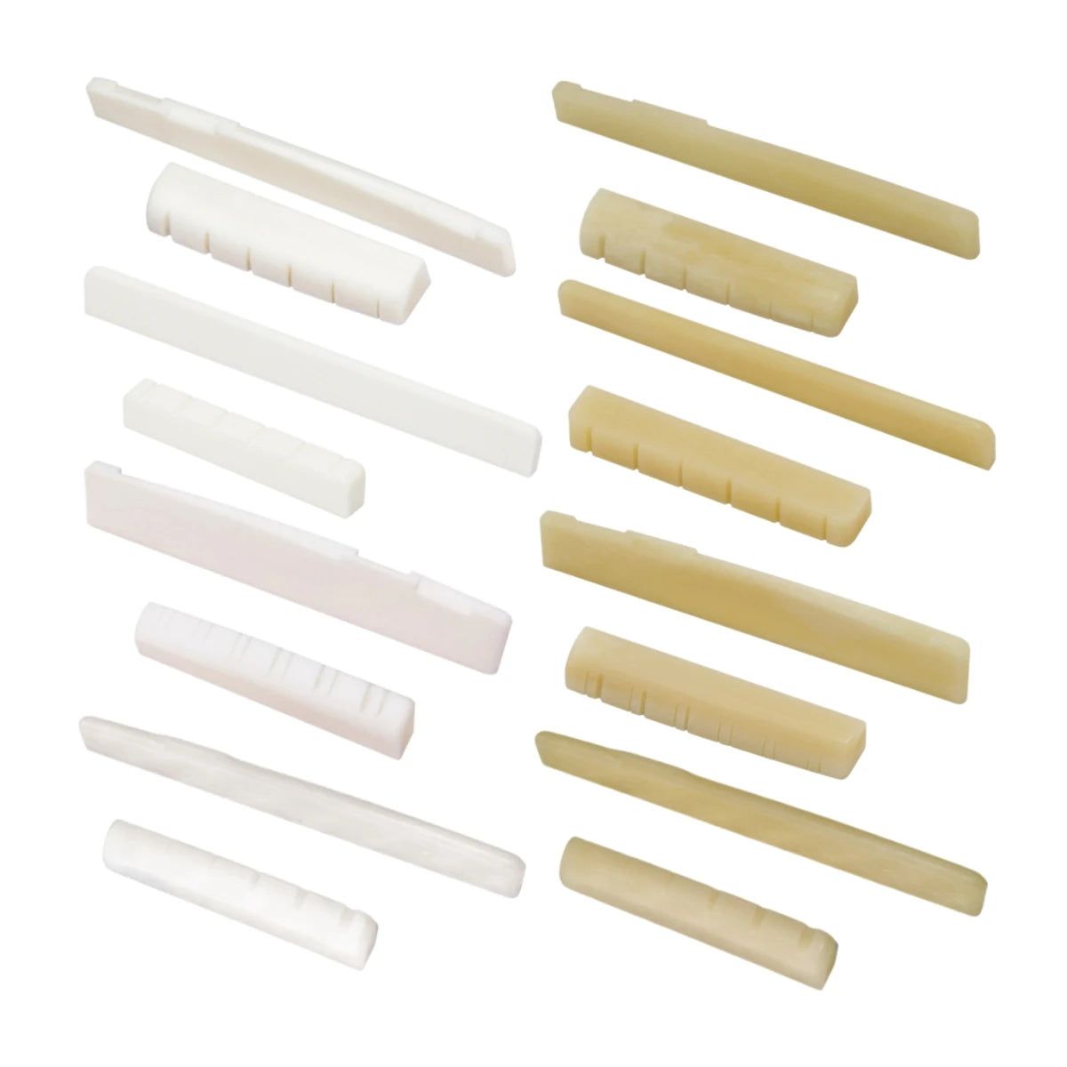 Guitar Bridge 1pairs 6/12 String Acoustic, Classical, YMH Real Bone Guitar Nut Saddle, Unbleached and White, Made of Bovine Bone