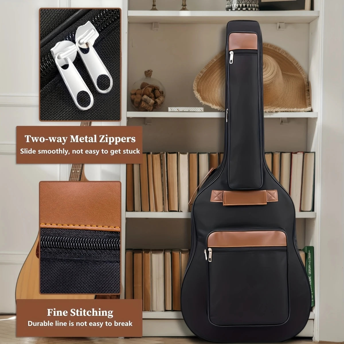 Miwayer-Acoustic Guitar Bag, 41-Inch Bag, Waterproof, Thick, Oxford, Nylon, Double Straps, Padded Cotton Guitar Case Bag