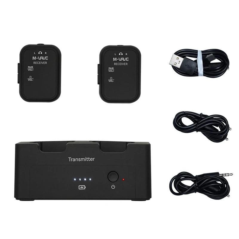 M-VAVE WP-12 1pcs Receiver,Wireless Earphone Monitor System Rechargeable Transmitter 2 Receivers With Volume Button ,Mute