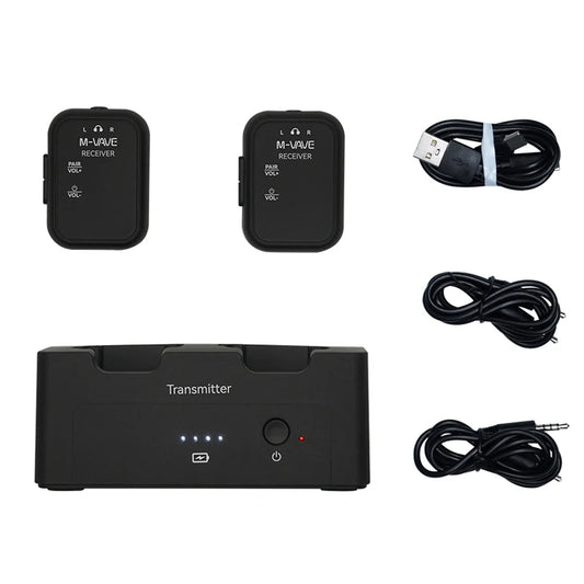 M-VAVE WP-12 1pcs Receiver,Wireless Earphone Monitor System Rechargeable Transmitter 2 Receivers With Volume Button ,Mute