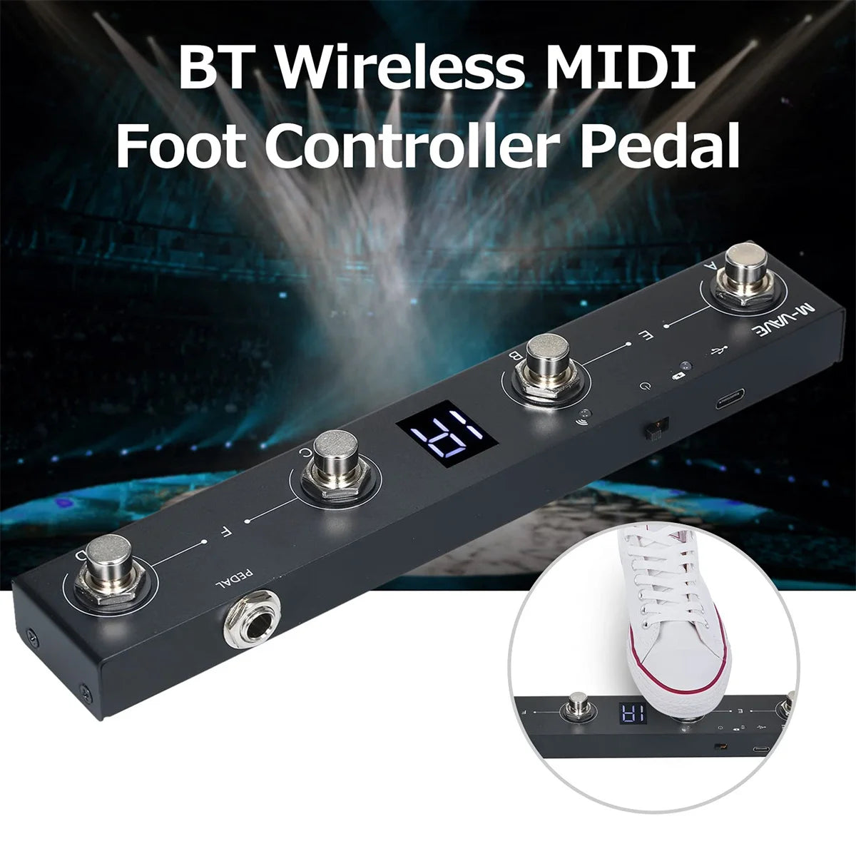 M-VAVE Chocolate Schokolade BT Rechargeable 4 Buttons MIDI Controller Pedal APP Control with Wireless Transmission System