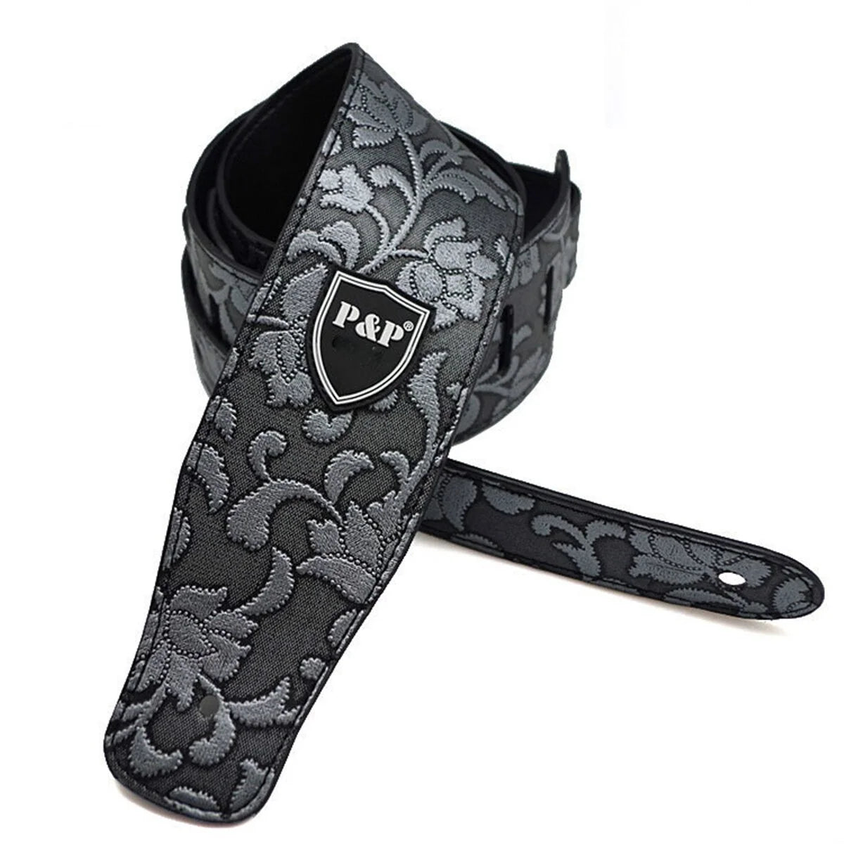 Guitar Strap Genuine Leather 2.5 Inch Adjustable Soft Embroidered Belt Classical Bass Music Hobby Guitar Accessories