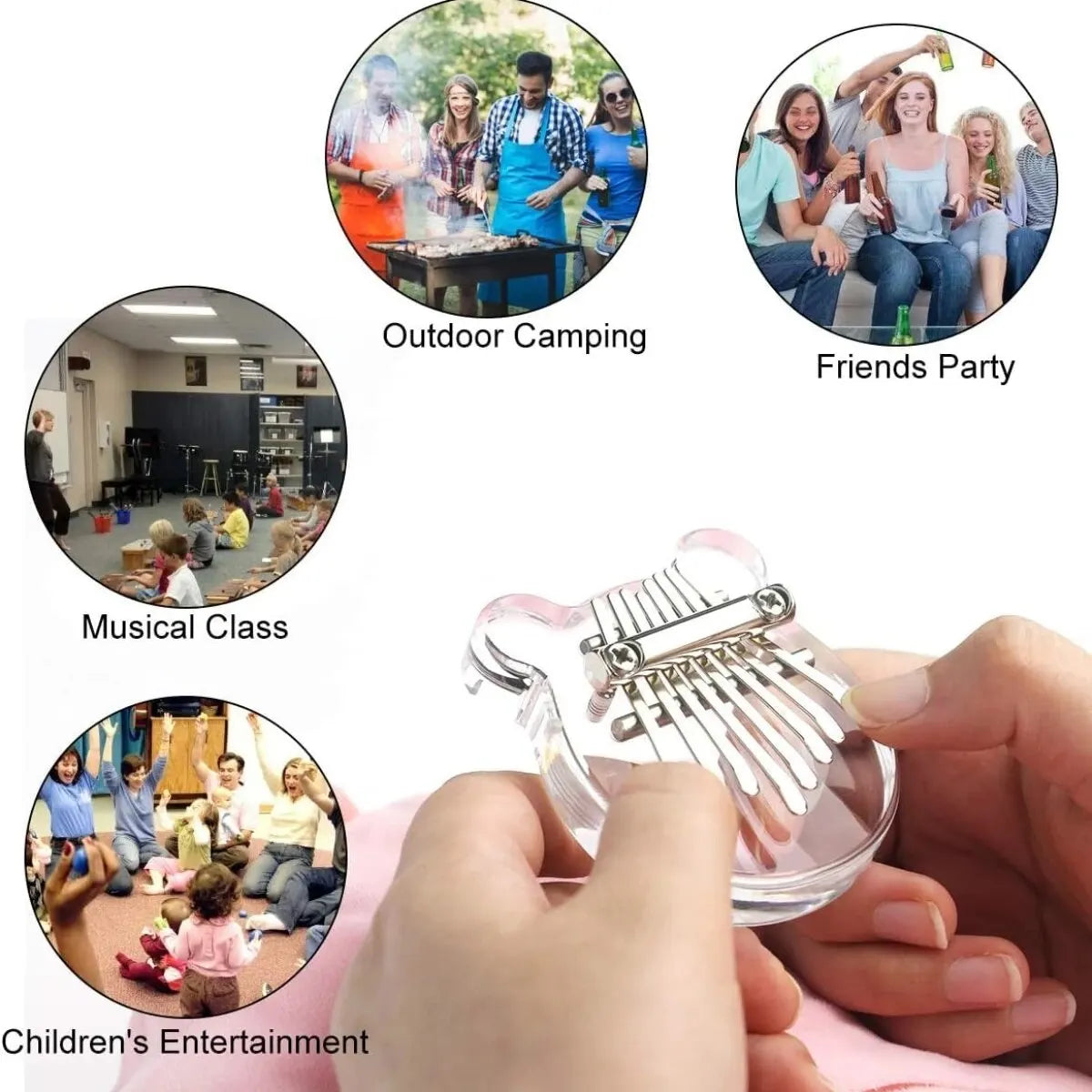 Miwayer 8 Keys Mini Kalimba Rainbow Transparent Heart Crystal Kalimba Acrylic Thumb Piano Acoustic Finger Piano Music Instrument