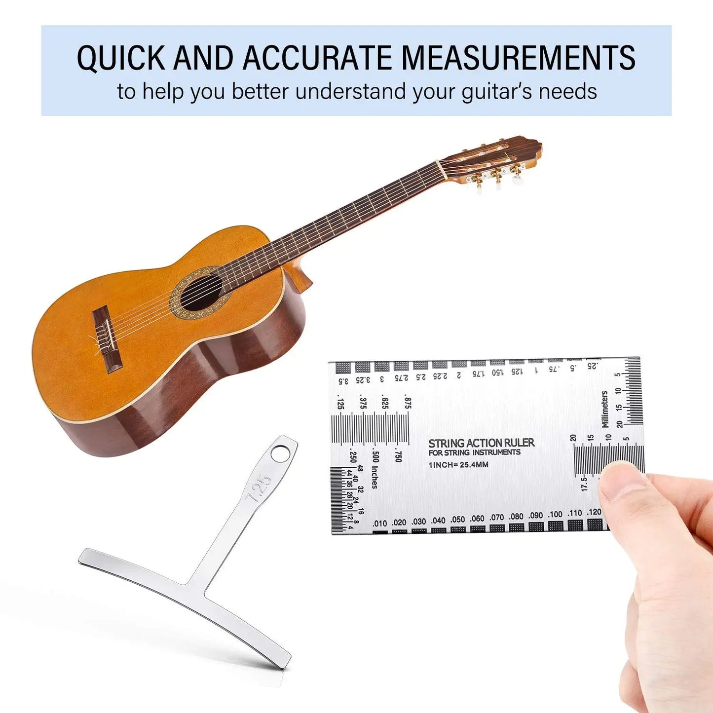 Miwayer 10-piece kit - 1 guitar measuring tool and 9-piece T-shaped guitar ruler
