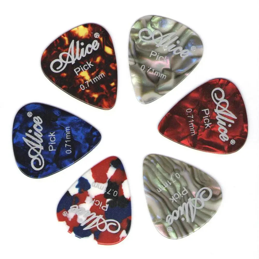 Alice Guitar Picks 6pcs Celluloid Mediator Thickness 0.46 0.71 0.81 0.96 1.20 1.50mm Electric Acoustic Guitar Accessories