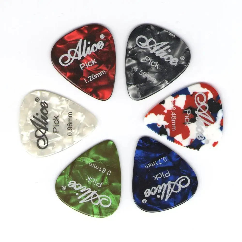 Alice Guitar Picks 6pcs Celluloid Mediator Thickness 0.46 0.71 0.81 0.96 1.20 1.50mm Electric Acoustic Guitar Accessories