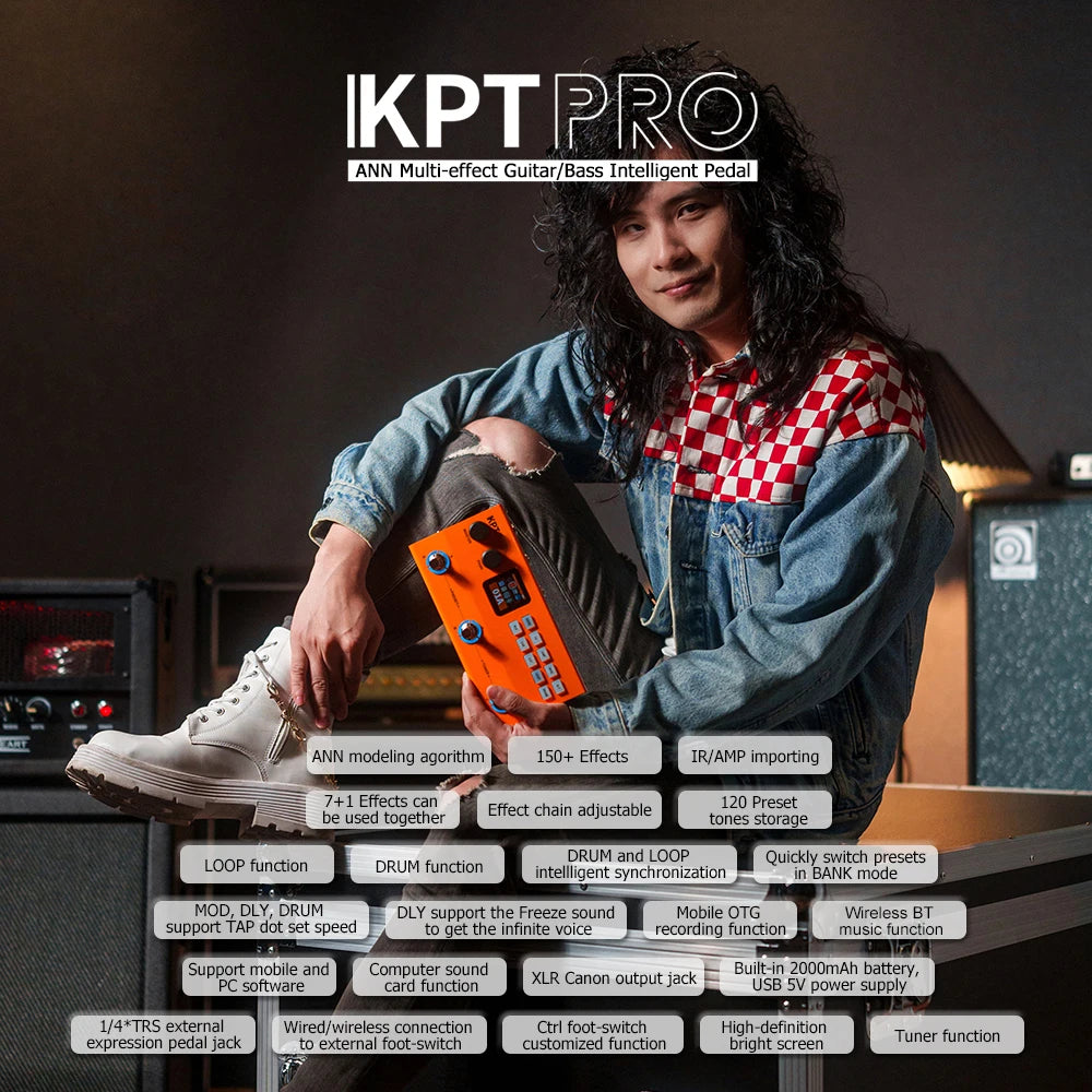 Yuimer KPT PRO Guitar Effect Pedal,Loop ,Drum with Noise Reduction, Compression, EQ, Delay, Reverb,TANK G Upgraded Multi-Effects