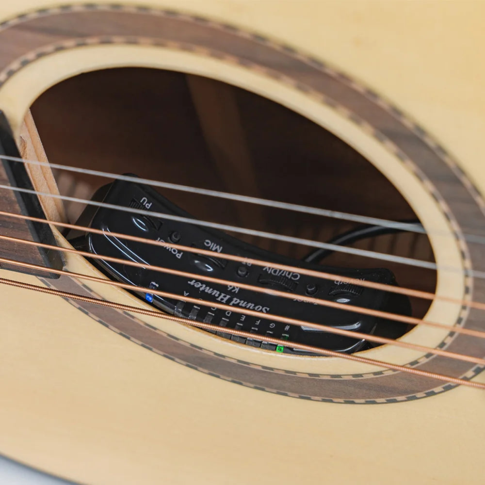 Sound Hunter Guitar Pickup Wooden Guitar Sound Hole Pickup Board Double Pickup Resonance/Anti-howl/BT Accompaniment Function