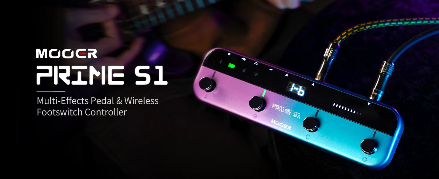 MOOER Guitar Pedal Prime S1 Effectors with 128 Guitar Effects Drum Machine Tuner LOOPER Support Bluetooth Built-in Bat