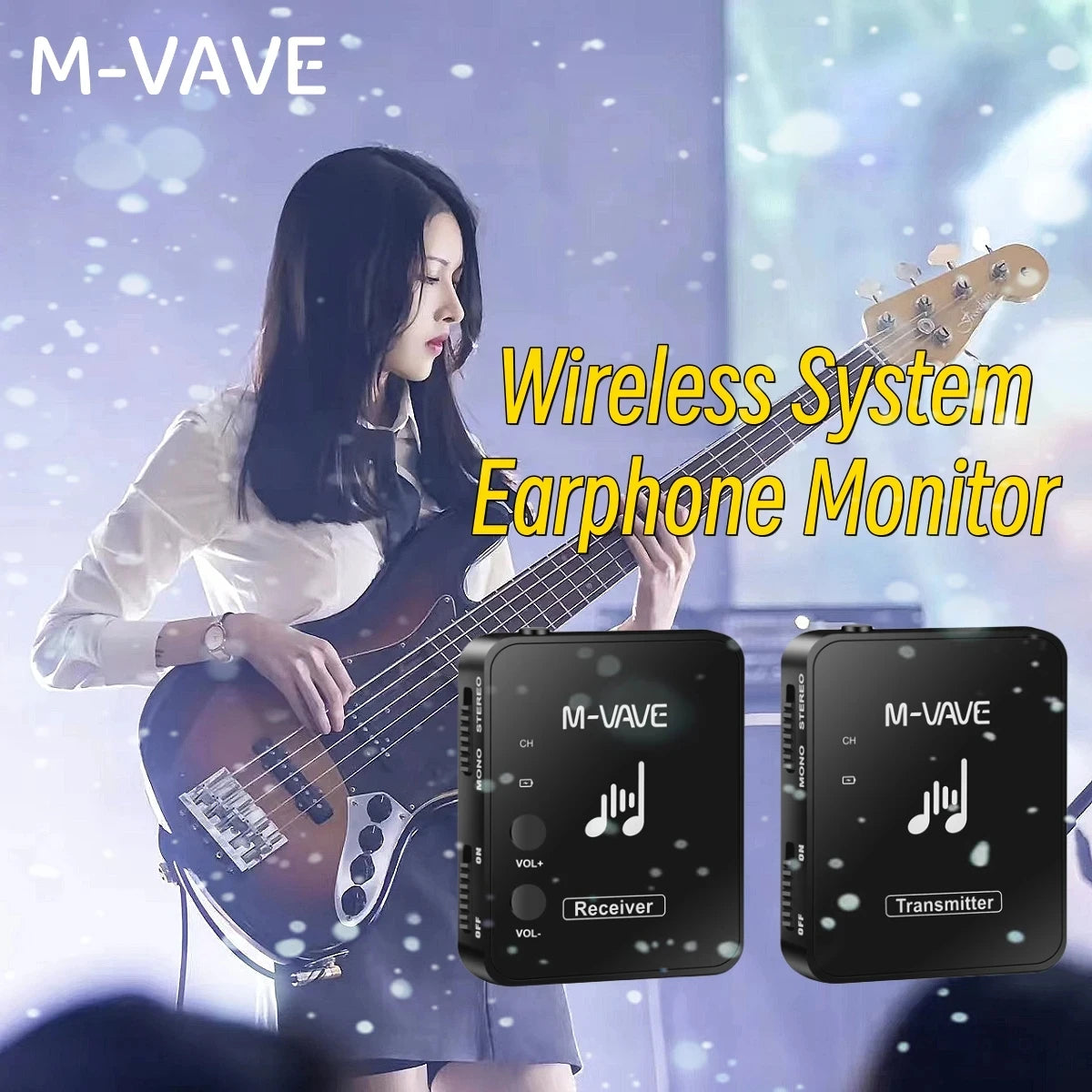 M-VAVE WP-9 2.4G Wireless System Earphone Monitor Transmission System Rechargeable Transmitter Receiver Mono Recording Function