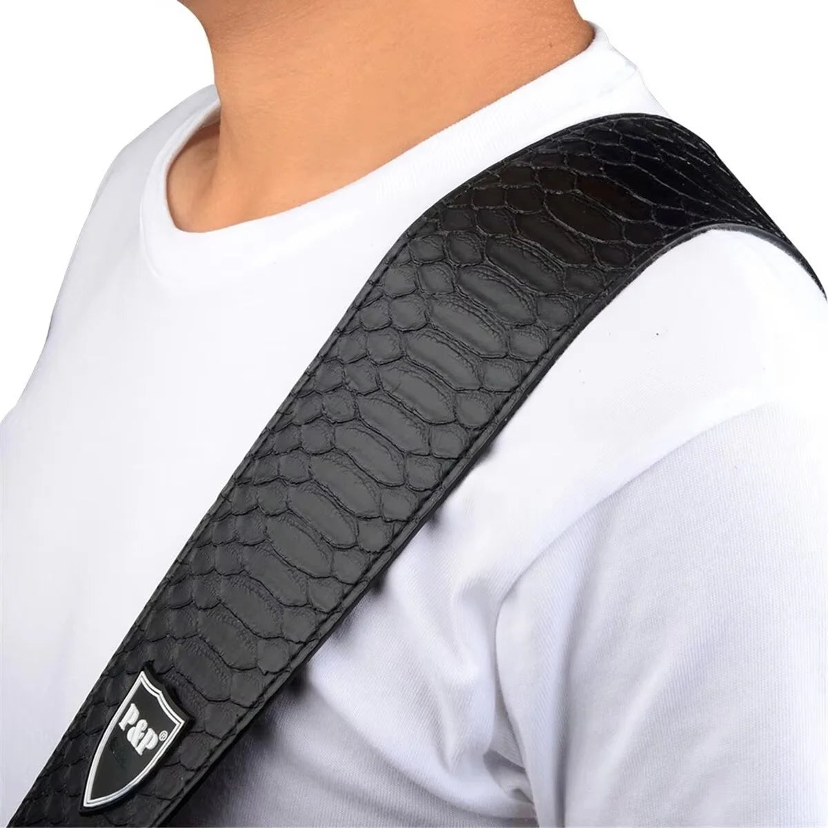 Guitar Strap Genuine Leather 2.5 Inch Adjustable Soft Embroidered Belt Classical Bass Music Hobby Guitar Accessories