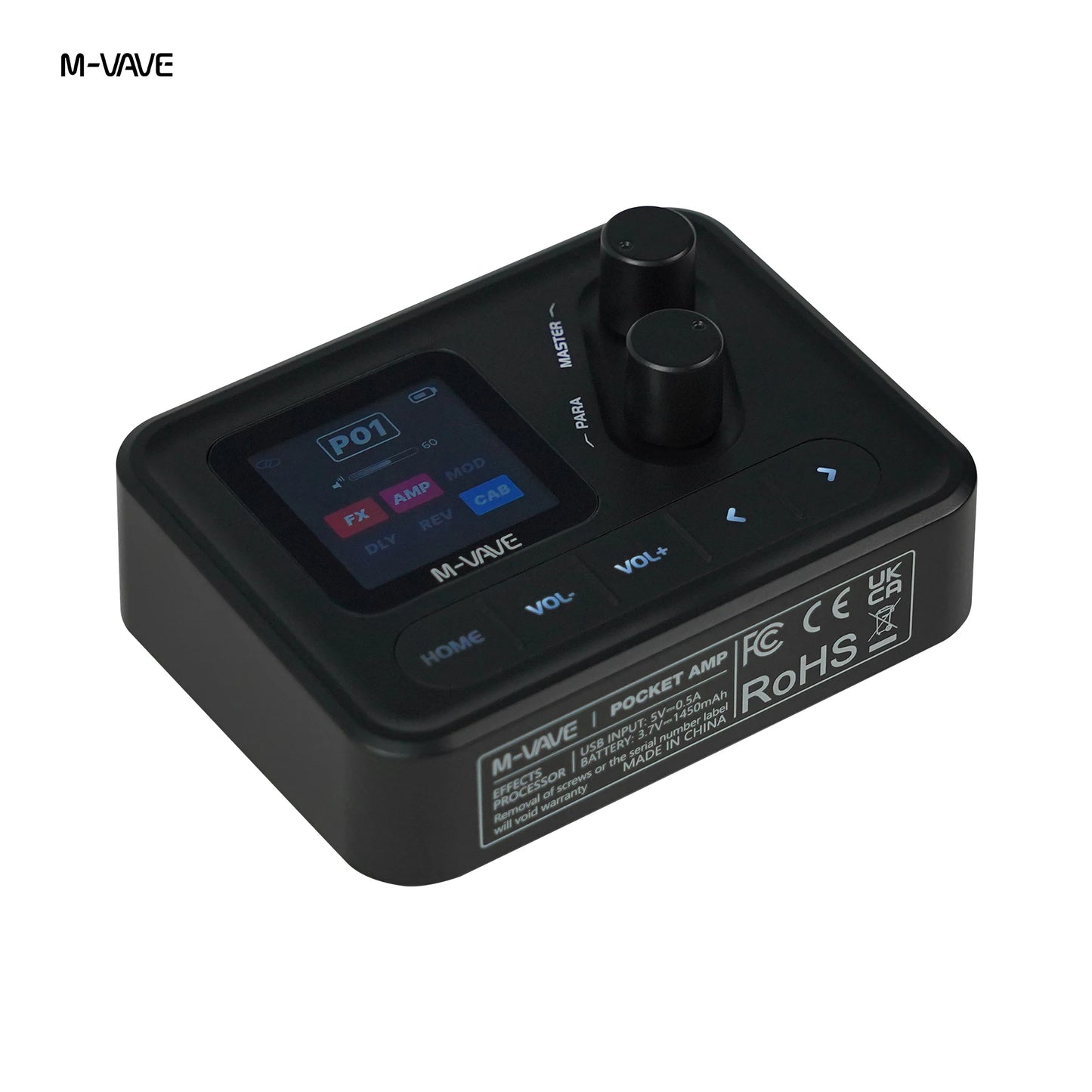 M-VAVE Pocket AMP Mini Guitar Bass Amp 1.54 LCD Color Screen 1450mAh Custom Multi-Function APP Control Desktop Effects Processor