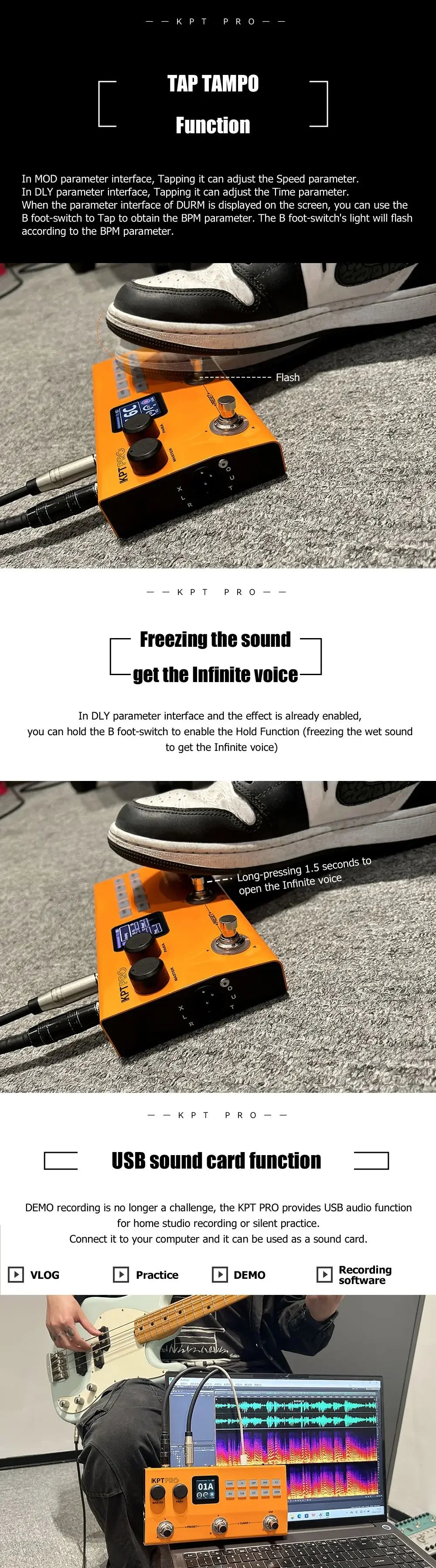 Yuimer KPT PRO Guitar Bass Multi-Effects Processor TANK-G Upgraded KPTPRO Effect Pedal From M-Vave