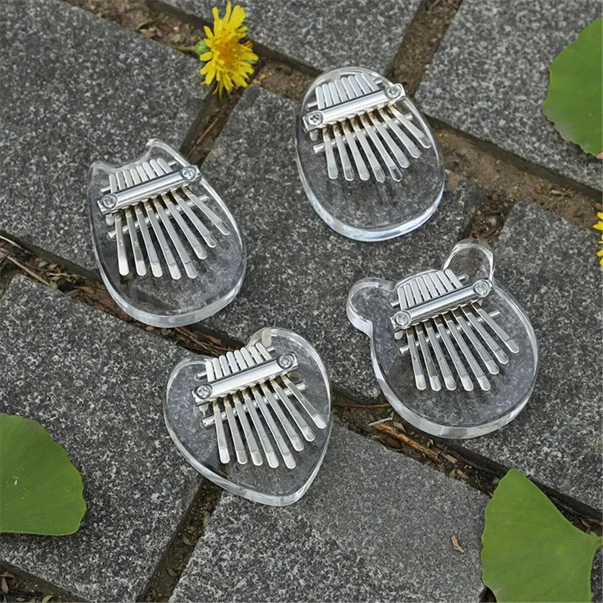 Miwayer 8 Keys Mini Kalimba Rainbow Transparent Heart Crystal Kalimba Acrylic Thumb Piano Acoustic Finger Piano Music Instrument