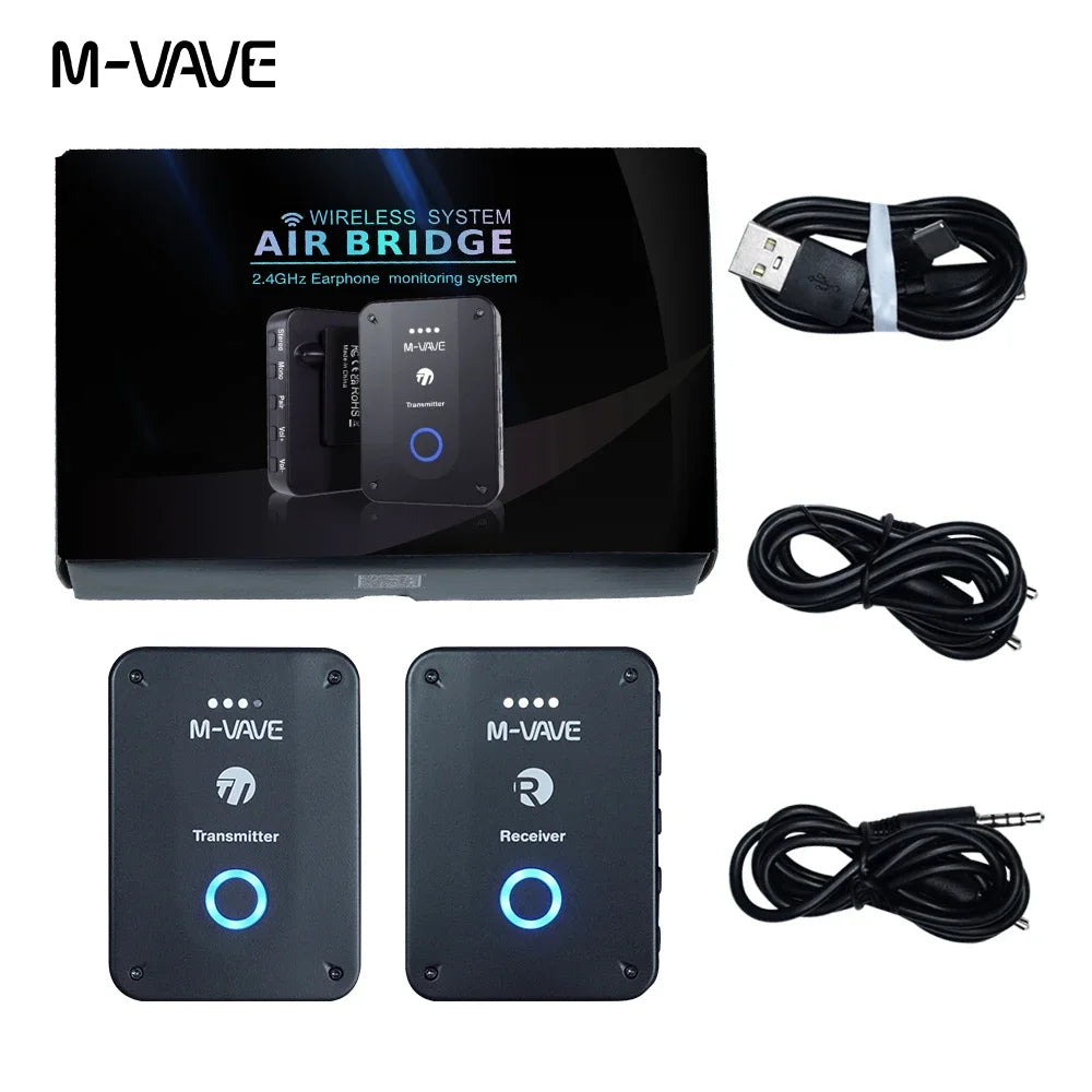 M-vave WP-9 Wireless Earphone Monitor 2.4G Rechargeable Transmitter Receiver with Volume Support Stereo Mono Mute Function