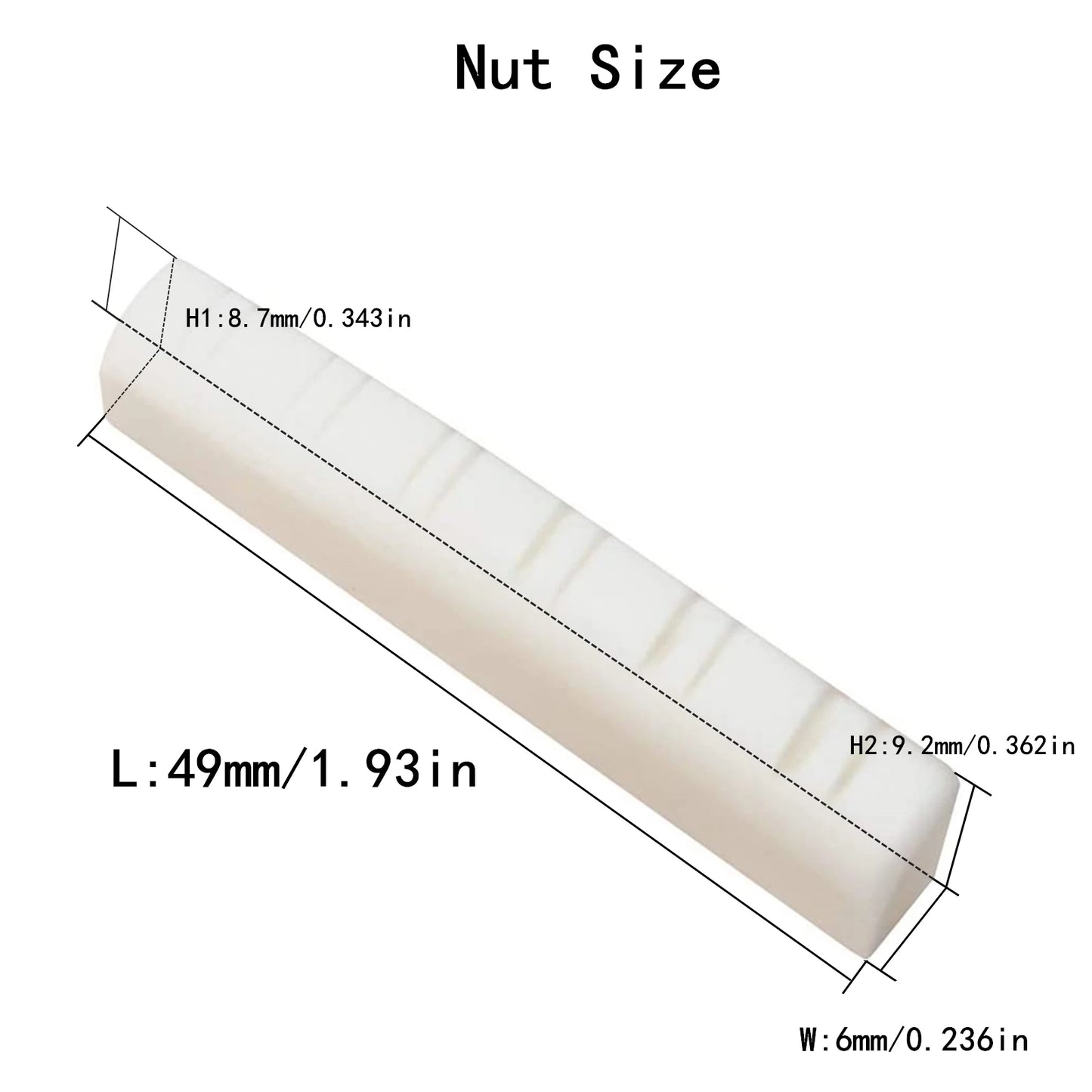 Miwayer 1 Pair 6-12 String Acoustic Classical Guitar Bone Bridge Multiple Saddle and Nut Made of Real Bone