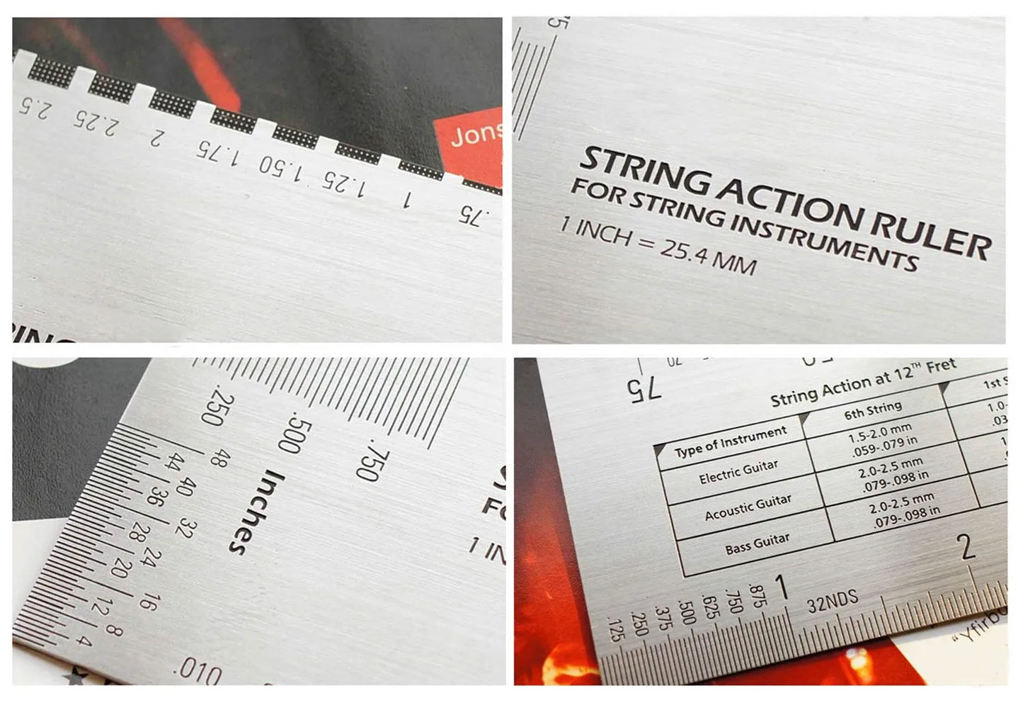 Miwayer String Action Ruler Gauge,Guitar Repairing Tool for Luthier,Fit for Guitar,Ukulele,Bass,Banjo,Mandolin