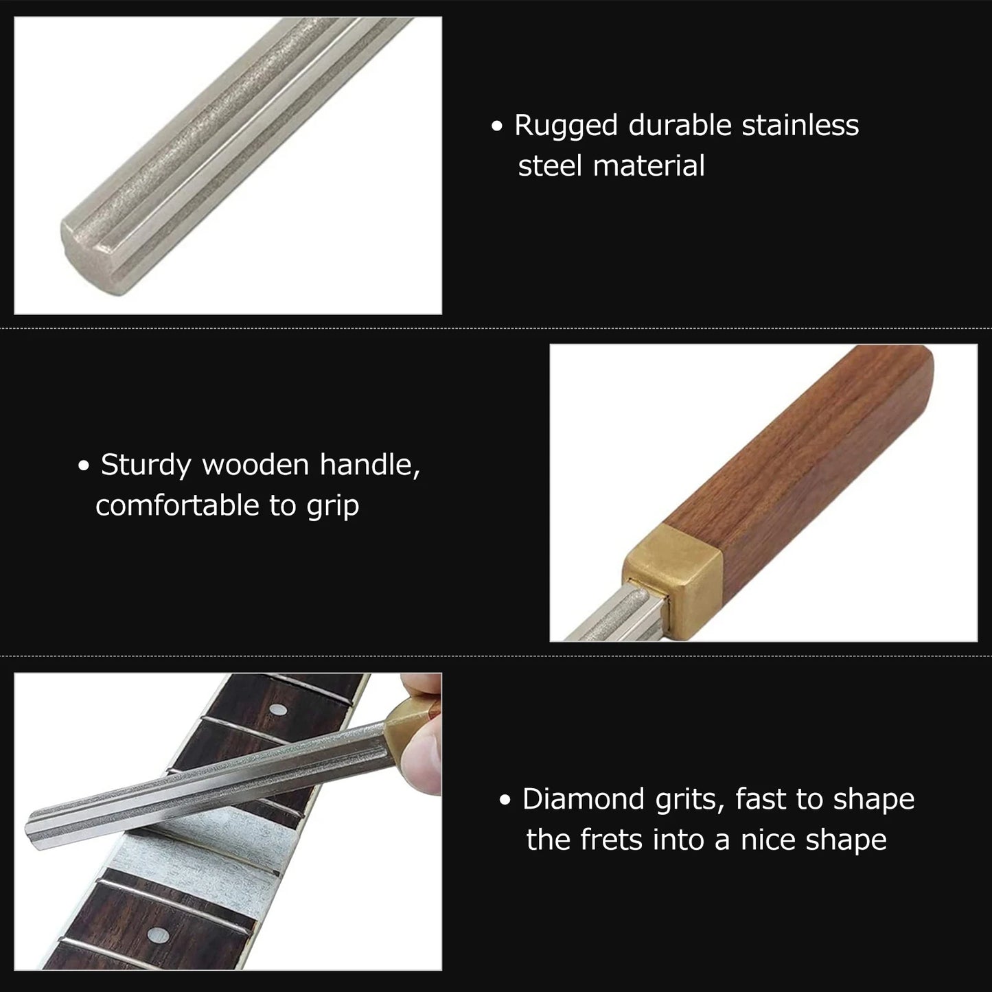 Lima De Traste De Guitarra De Diamante, Accesorio Extra Estrecho, Medio Y Ancho, 4 Bordes Con 2 Piezas De Protector De Diapasón
