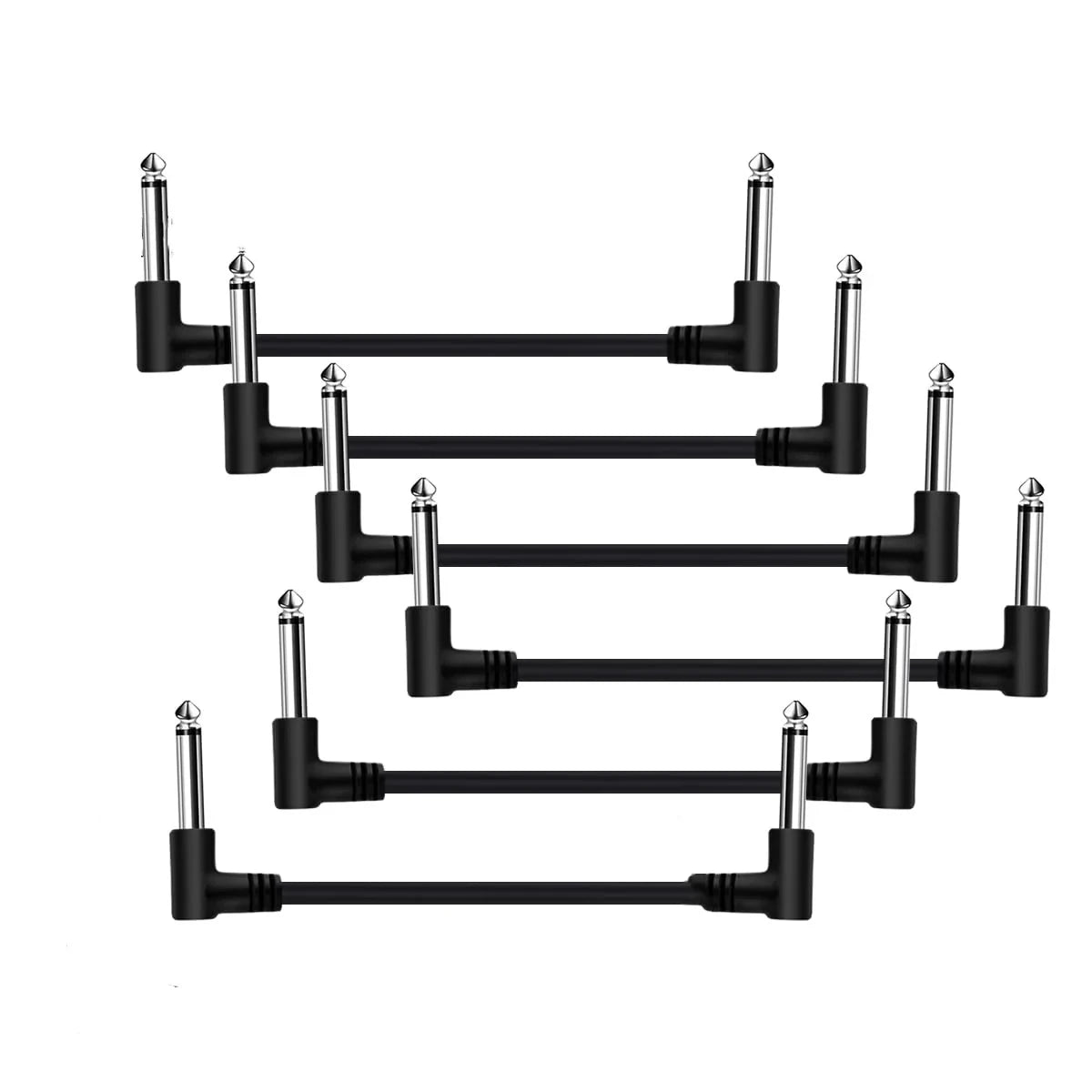 Miwayer 6Pcs Guitar Effect Pedal Cable Connecting Line 6.35Mm 1/4 Inch Audio Cable 6 Inch Right Angle Cord Copper Wire