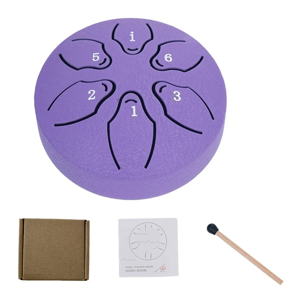 Steel Tongue Drum Portable Rain Drum Hand Pan Drum Percussion Musical Instruments 3 Inch 6 Notes For Yoga Meditation Musical Toy