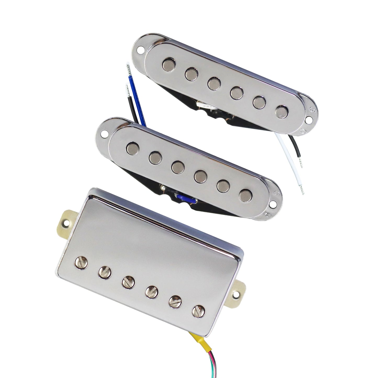 Equipped with 2 ST single coil pickups and 1 LP style guitar pickup, a set of single coil, single coil, and double coil pickups