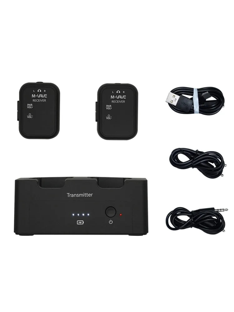M-VAVE WP-12 1pcs Receiver,Wireless Earphone Monitor System Rechargeable Transmitter 2 Receivers With Volume Button ,Mute