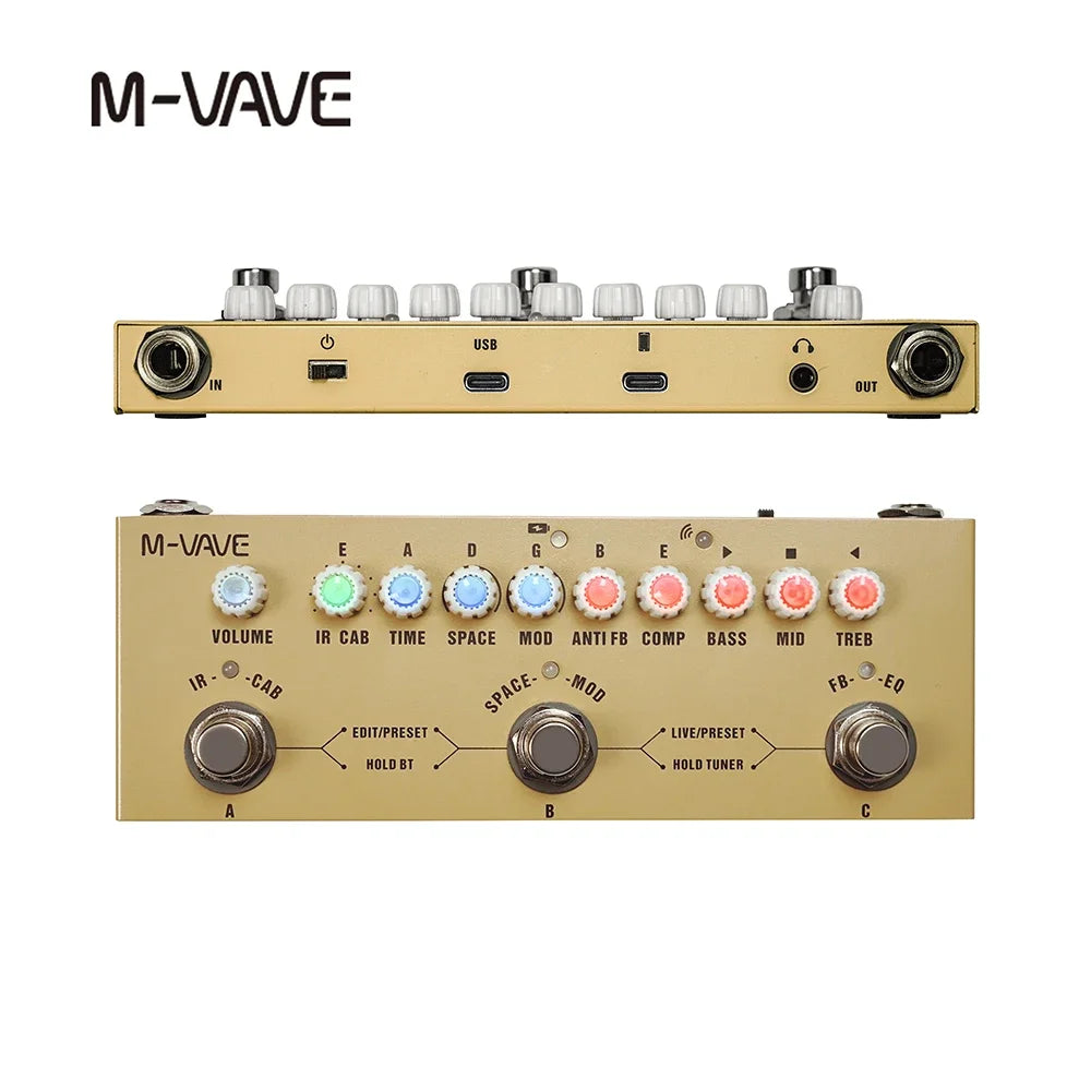 M-VAVE Cube BABY Multi Effects Pedal for Electric Acoustic Guitar Recording Audio Interface Function Rechargeable Guitar Pedal