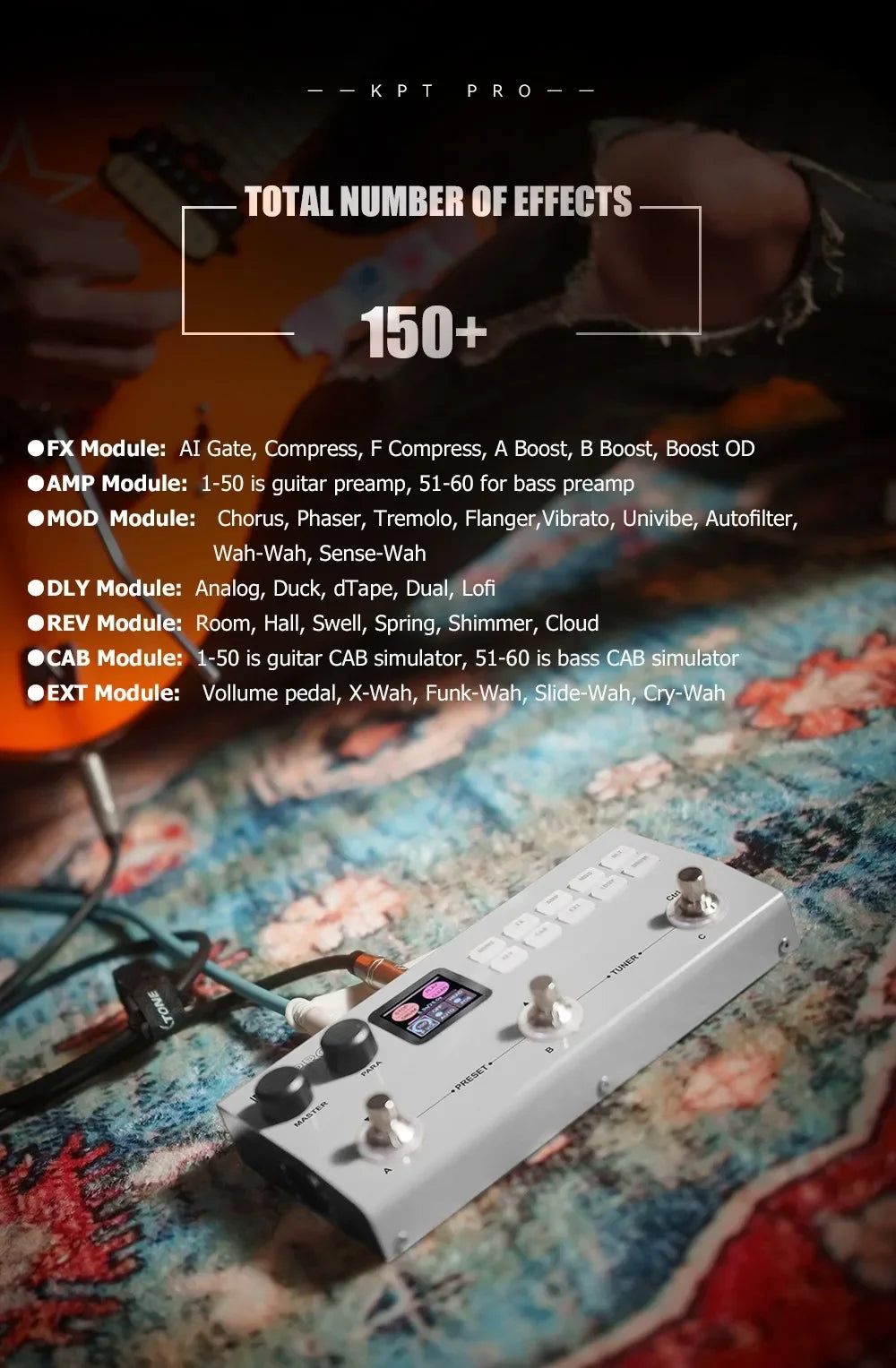 Yuimer KPT PRO Guitar Bass Multi-Effects Processor TANK-G Upgraded KPTPRO Effect Pedal From M-Vave