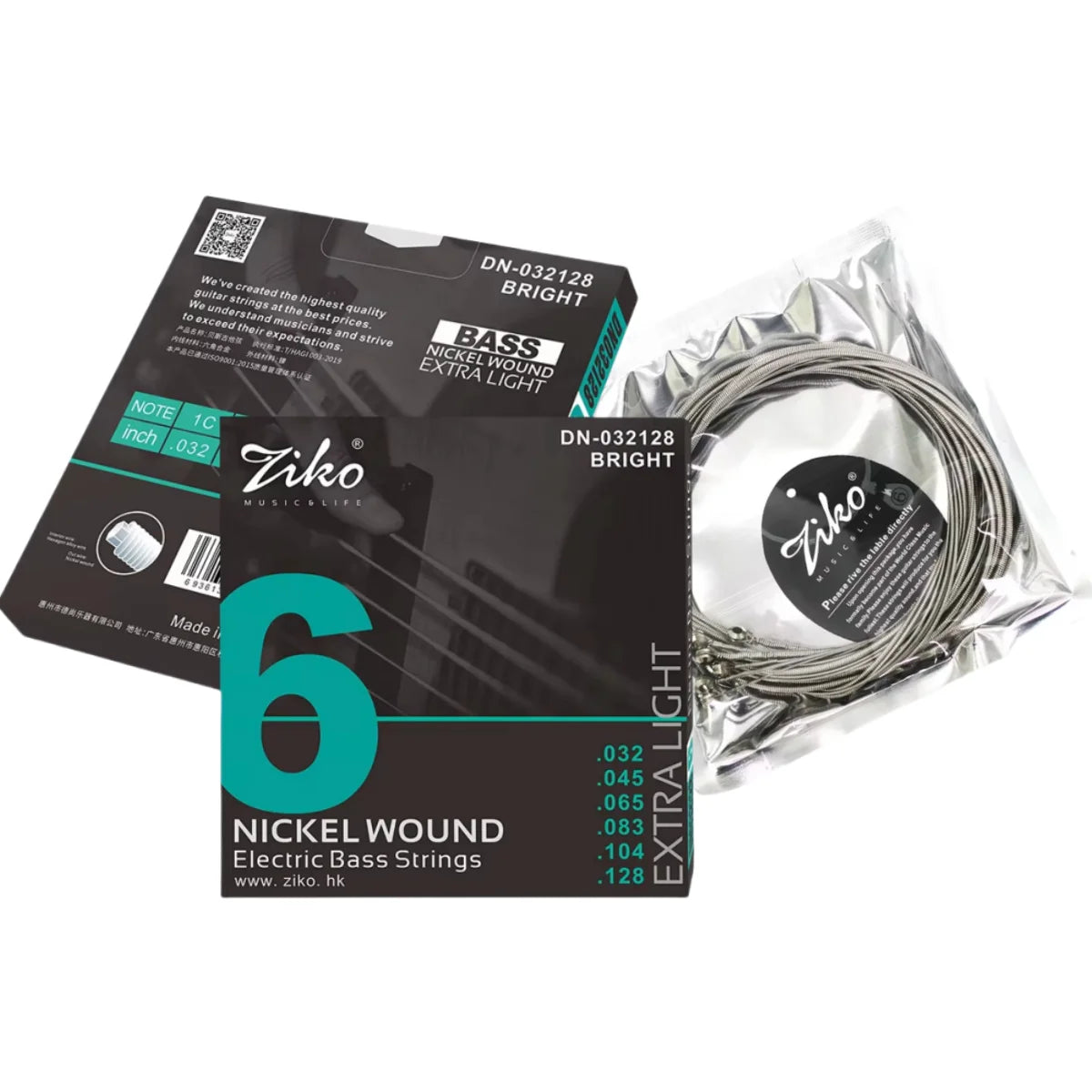 ZIKO Electric Bass Strings 4/5/6 String Bass/Hexagon Alloy Core and Nickel Wound/Electric Guitar Bass Instruments Accessories