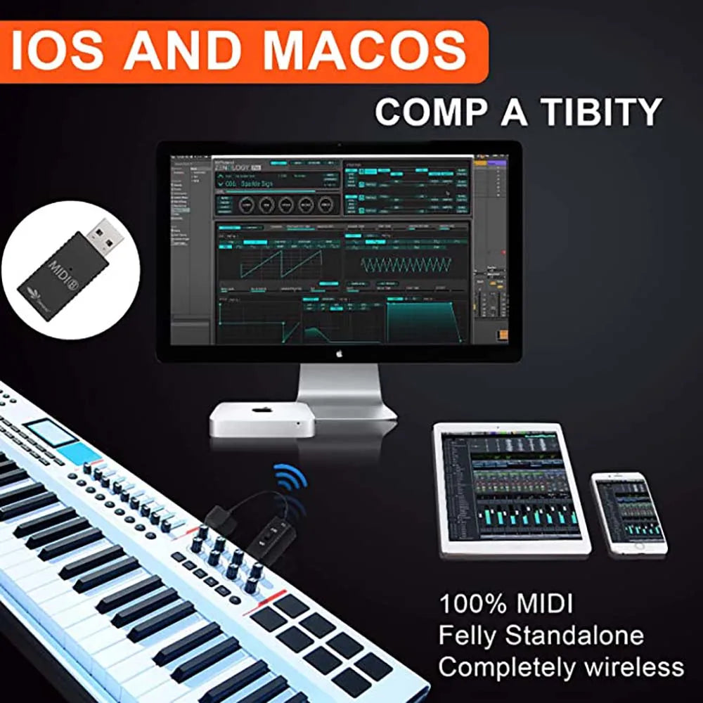 M-Vave Ms1 Midi Wireless System Interface Mini Wireless Transmission MIDI System Wireless Adapter Plug and Play Support