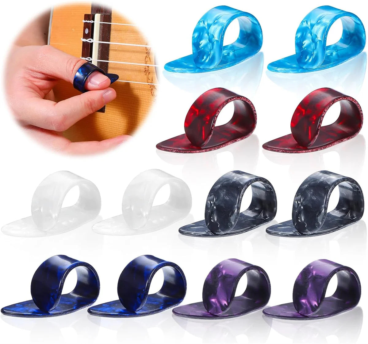 Guitar Picks 4pcs Celluloid Plectrums Thumb Finger Picks for Electric Guitar Acoustic Guitar Ukulele Bass