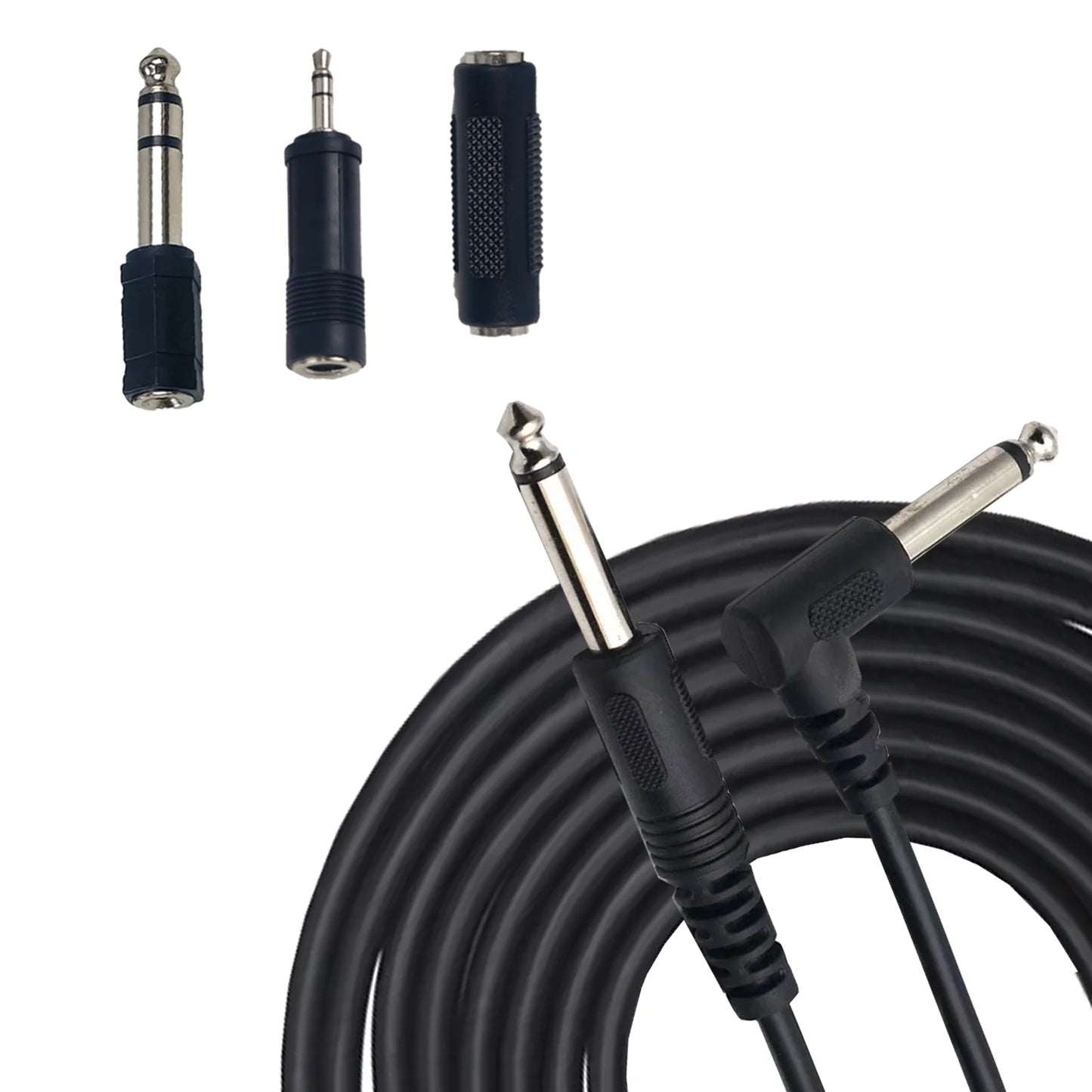 Miwayer Guitar Audio Cable 3m Connecting Cable 6.35 3.5mm Plugs Stereo Audio Noise Reduction Audio Cable ABS Jacket w/3 Adapters