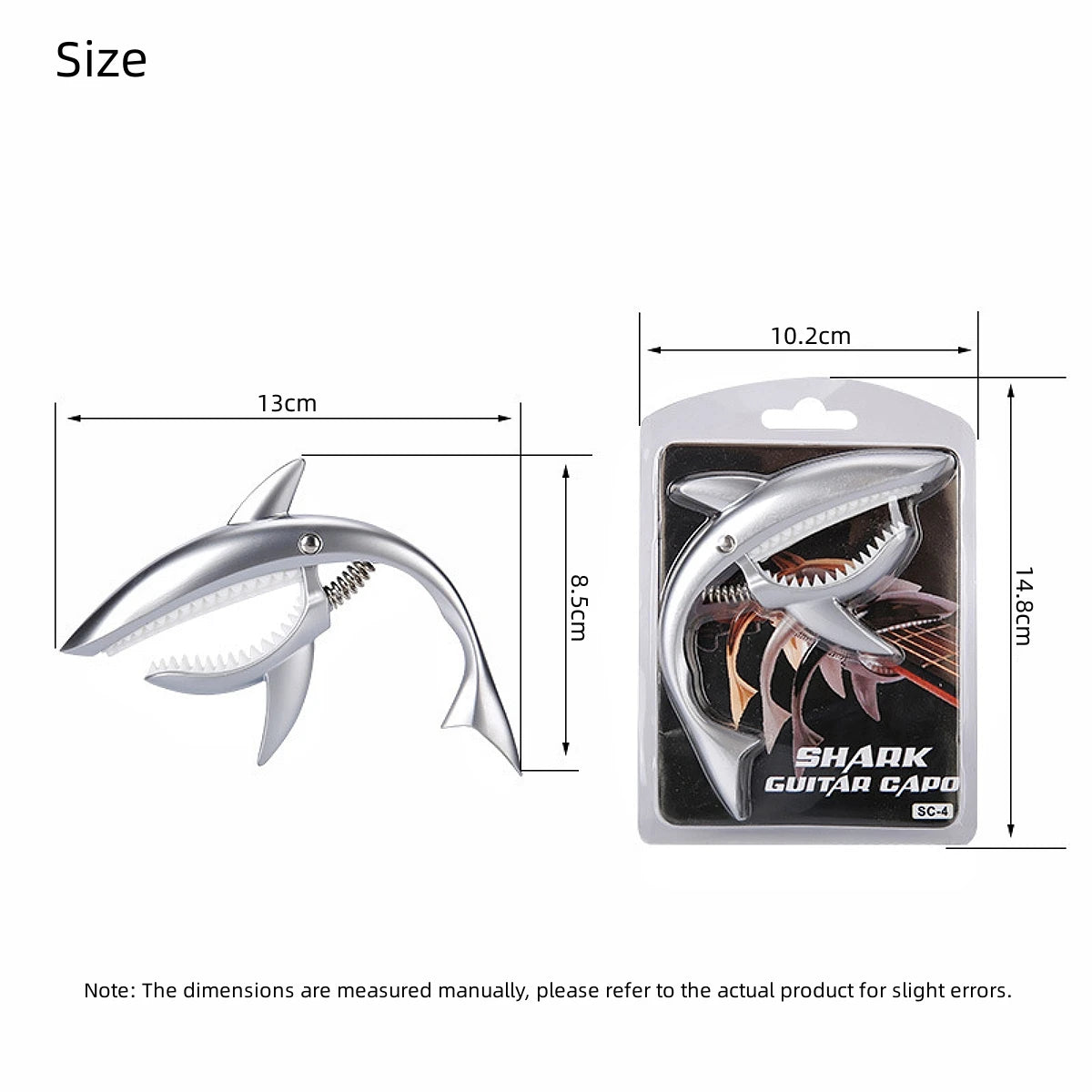 Miwayer Metal Shark Guitar Capo Zinc Alloy for Bass Acoustic and Electric Guitar with Good Hand Feeling, 7 Colors Optional