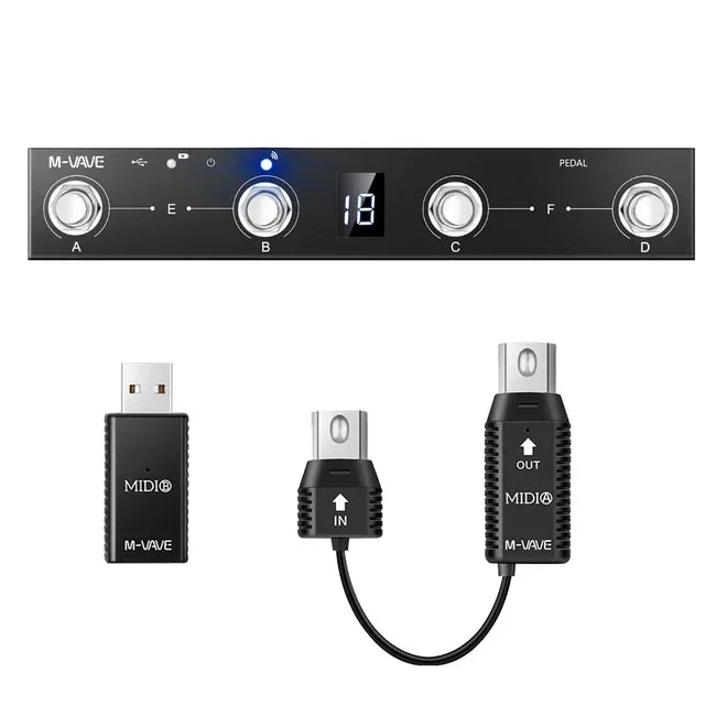 M-vave MIDI System/Chocolate Plus MIDI Controller Programmable Wireless System Suit 4 Buttons Portable Foot Controller