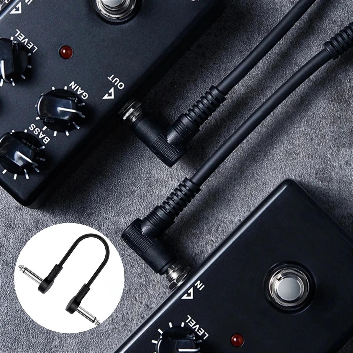 Miwayer Guitar Effect Pedal Flat Patch Cables 5 Inch Length with 1/4 Inch Right Angle Connectors Patch Cable Kit 1 Packs