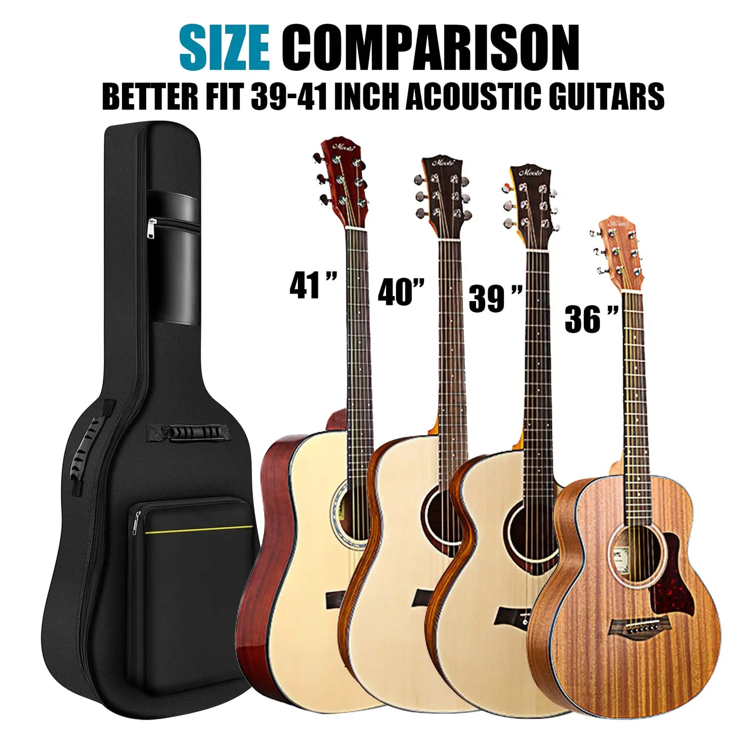 Acoustic Guitar Gig Bag 41 Inch 0.25 Inch Sponge Padding Water Resistent Dual Adjustable Shoulder Strap Guitar Case